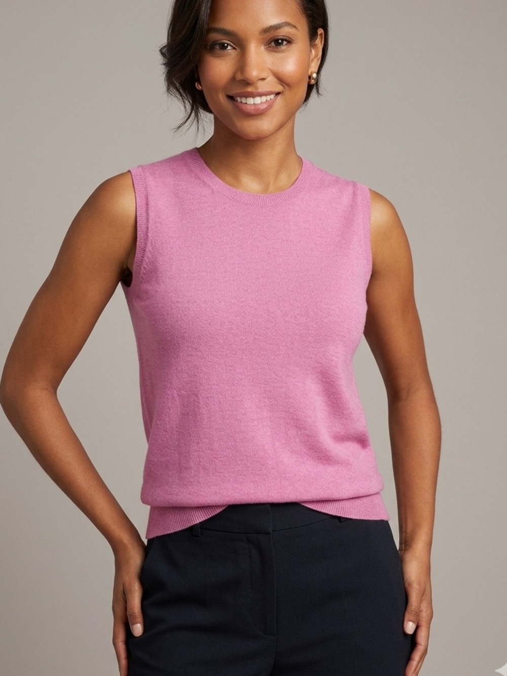 Brooks Brothers Mauve Merino Wool Sleeveless Knit Top Capsule Timeless Size L